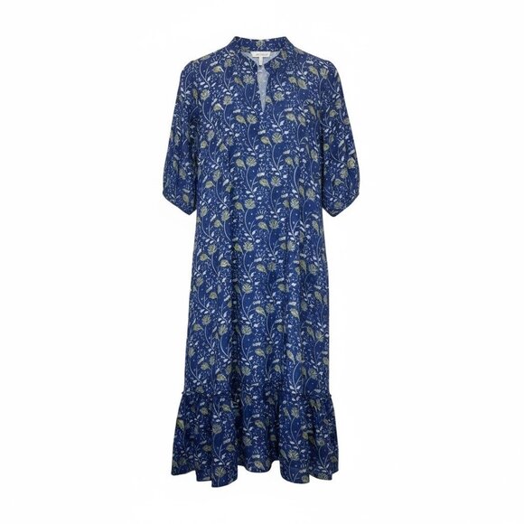 Mod's Mahal Floral Split Neck Midi Dress Womens Size S Pockets Block Print Boho - Picture 1 of 11